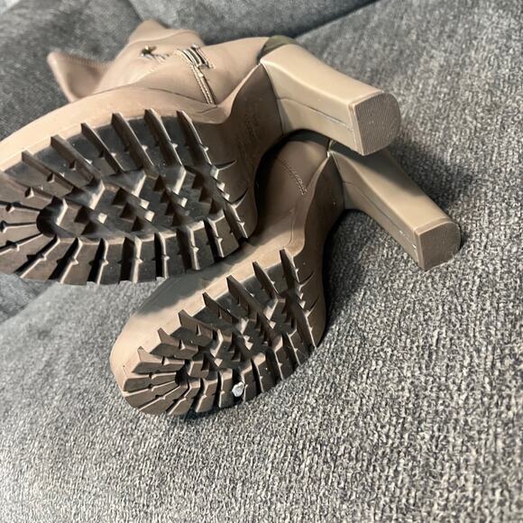 Guess Boots Womens 6 Taupe Over The Knee Faux Leather Chunky High Heel Taylin - Picture 5 of 11